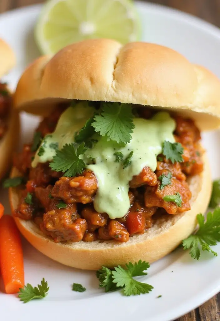 26 Cajun Chicken Sloppy Joes That Are Spicy & Savory - 14. Cajun Chicken Sloppy Joes with Cilantro Lime Dressing