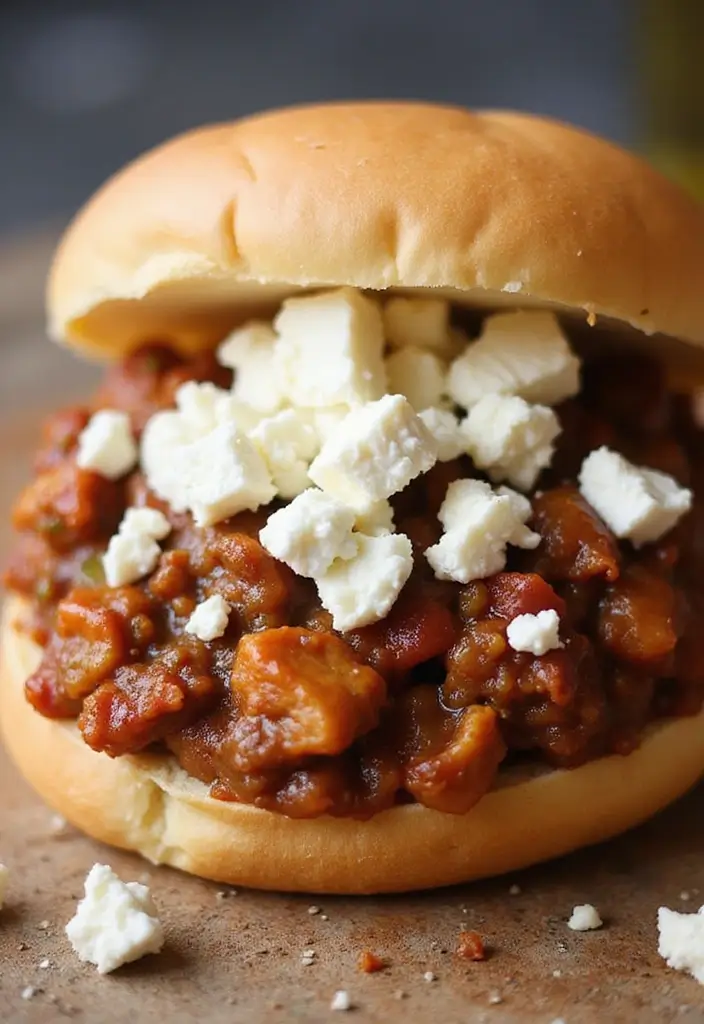 26 Cajun Chicken Sloppy Joes That Are Spicy & Savory - 15. Cajun Chicken Sloppy Joes with Feta Cheese