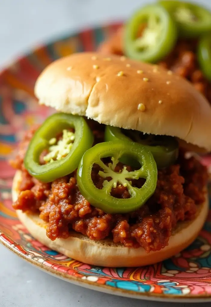 26 Cajun Chicken Sloppy Joes That Are Spicy & Savory - 24. Cajun Chicken Sloppy Joes with Pickled Jalapeños