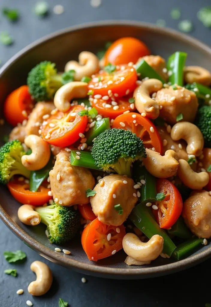 27 Chicken Cashew Stir Fry Recipes That Are Nutty & Delicious - 13. Garlic Sesame Chicken Cashew Stir Fry