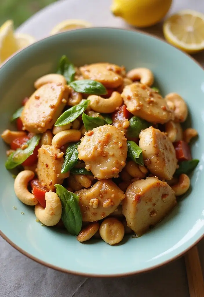 27 Chicken Cashew Stir Fry Recipes That Are Nutty & Delicious - 6. Lemon Garlic Chicken Cashew Stir Fry