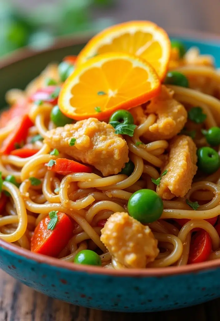 27 Chicken Noodle Stir Fry Recipes That Are Fast & Flavorful - 17. Orange Chicken Noodle Stir Fry