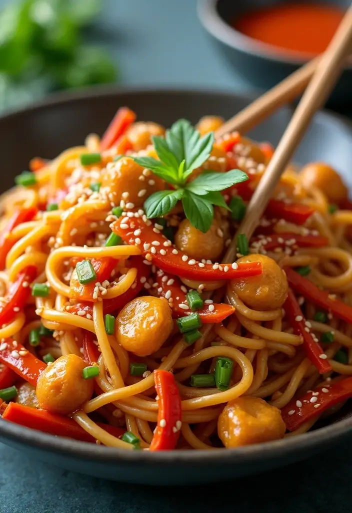 27 Chicken Noodle Stir Fry Recipes That Are Fast & Flavorful - 2. Spicy Szechuan Chicken Noodle Stir Fry