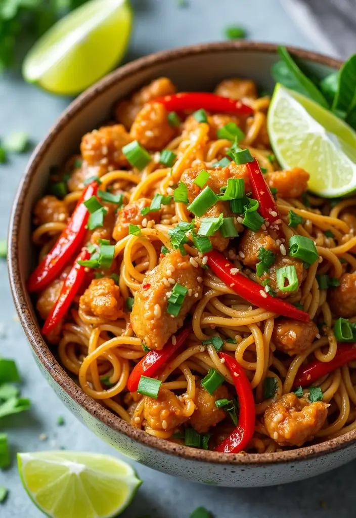 27 Chicken Noodle Stir Fry Recipes That Are Fast & Flavorful - 21. Chipotle Lime Chicken Noodle Stir Fry