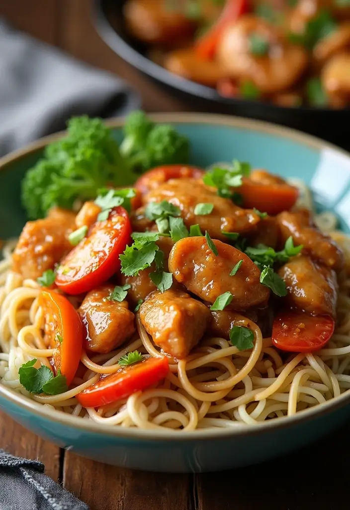 27 Chicken Noodle Stir Fry Recipes That Are Fast & Flavorful - 7. Honey Garlic Chicken Noodle Stir Fry