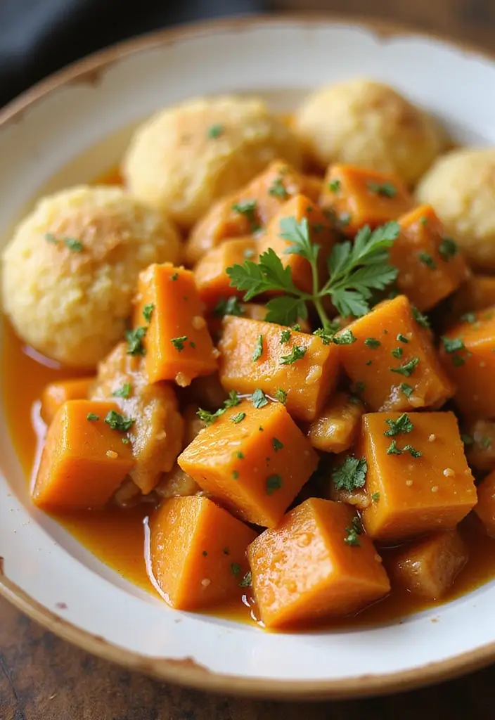 27 Chicken and Dumplings with Bisquick Recipes That Are Foolproof - 13. Sweet Potato Chicken and Dumplings