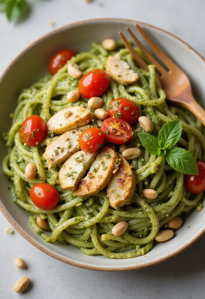 27 Chicken and Noodle Recipes That Are Comfort in a Bowl - 14. Pesto Chicken Pasta