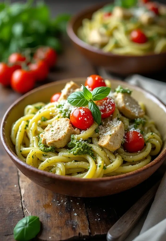27 Easy Rotisserie Chicken Recipes That Reinvent Leftovers - 19. Chicken Pesto Pasta