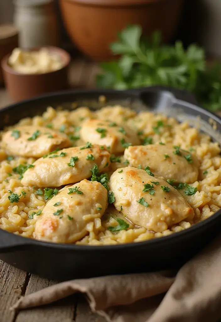 27 Healthy Chicken and Rice Casserole Recipes That Are Family-Friendly 12 27 Healthy Chicken and Rice Casserole Recipes That Are Family-Friendly - 11. Garlic Butter Chicken and Rice Casserole