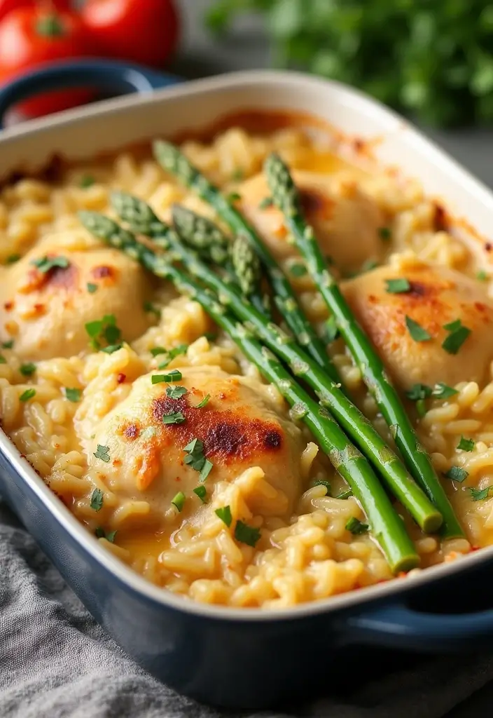 27 Healthy Chicken and Rice Casserole Recipes That Are Family-Friendly 16 27 Healthy Chicken and Rice Casserole Recipes That Are Family-Friendly - 15. Creamy Chicken and Rice Casserole with Asparagus