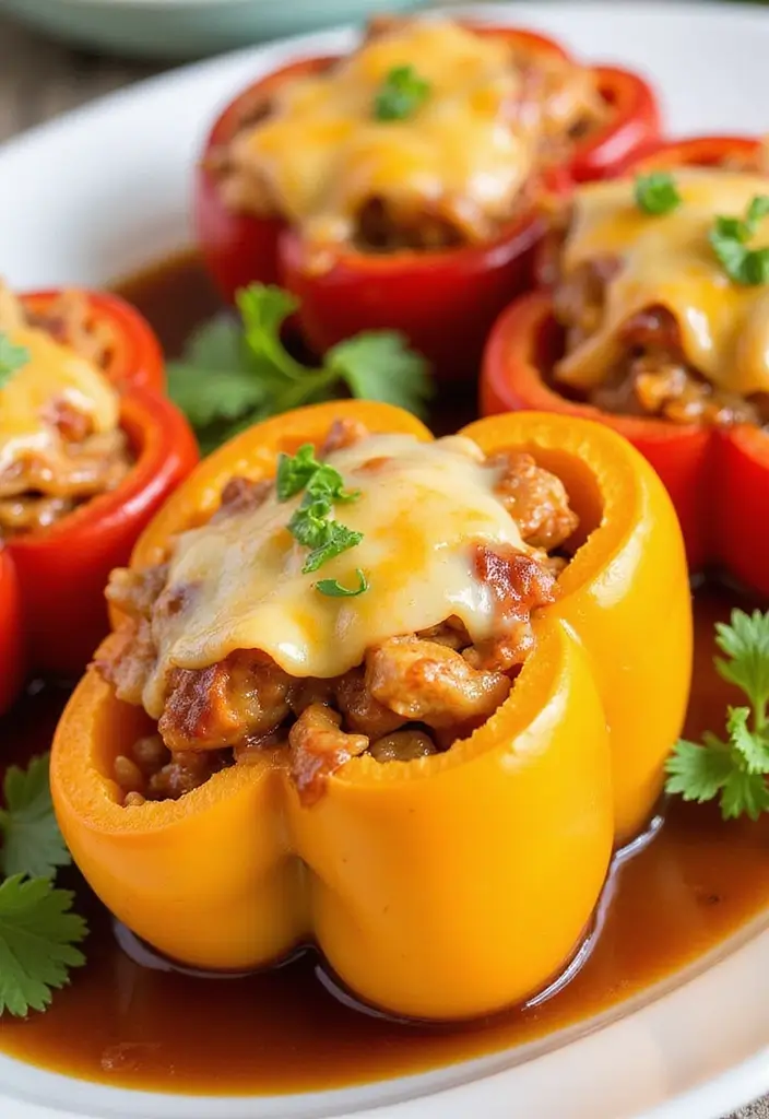 27 Honey BBQ Chicken and Rice Recipes That Are Sweet & Smoky - 19. Honey BBQ Chicken & Rice Stuffed Peppers