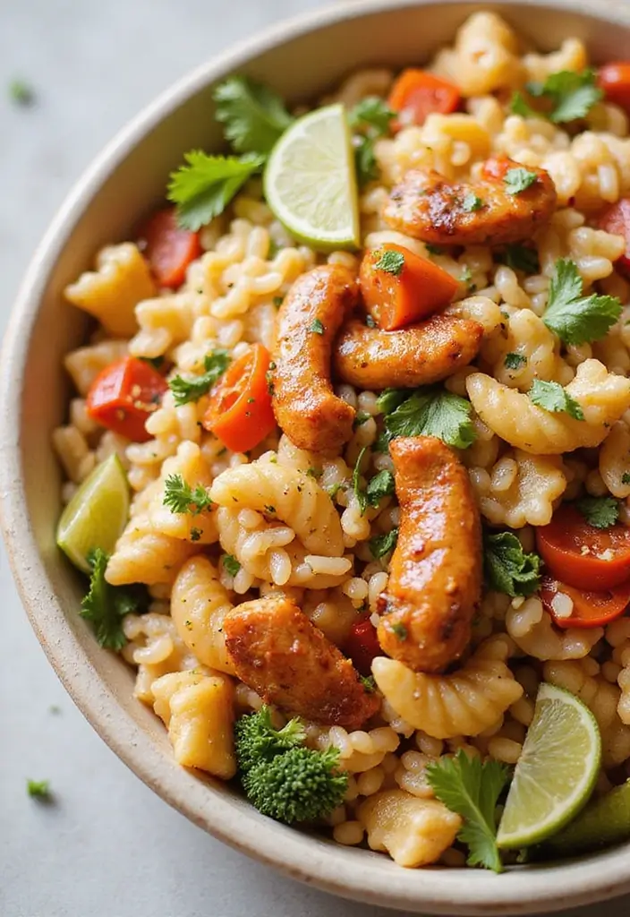 27 Honey BBQ Chicken and Rice Recipes That Are Sweet & Smoky - 21. Honey BBQ Chicken Pasta Salad with Rice