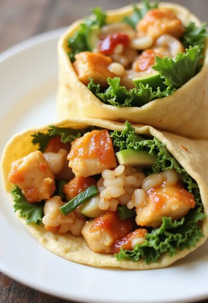 27 Honey BBQ Chicken and Rice Recipes That Are Sweet & Smoky - 26. Honey BBQ Chicken & Rice Veggie Wraps