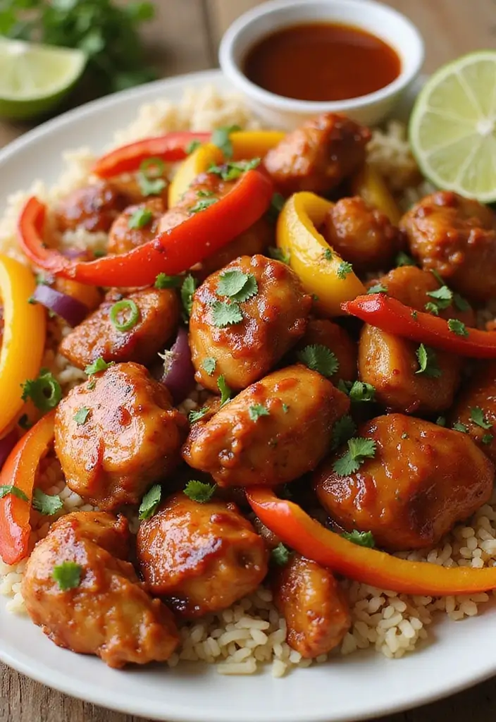 27 Honey BBQ Chicken and Rice Recipes That Are Sweet & Smoky - 27. Honey BBQ Chicken Fajitas with Rice