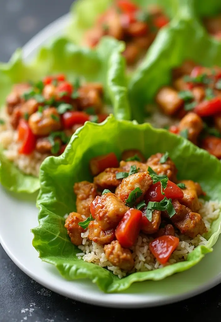 27 Honey BBQ Chicken and Rice Recipes That Are Sweet & Smoky - 6. Honey BBQ Chicken & Rice Lettuce Wraps