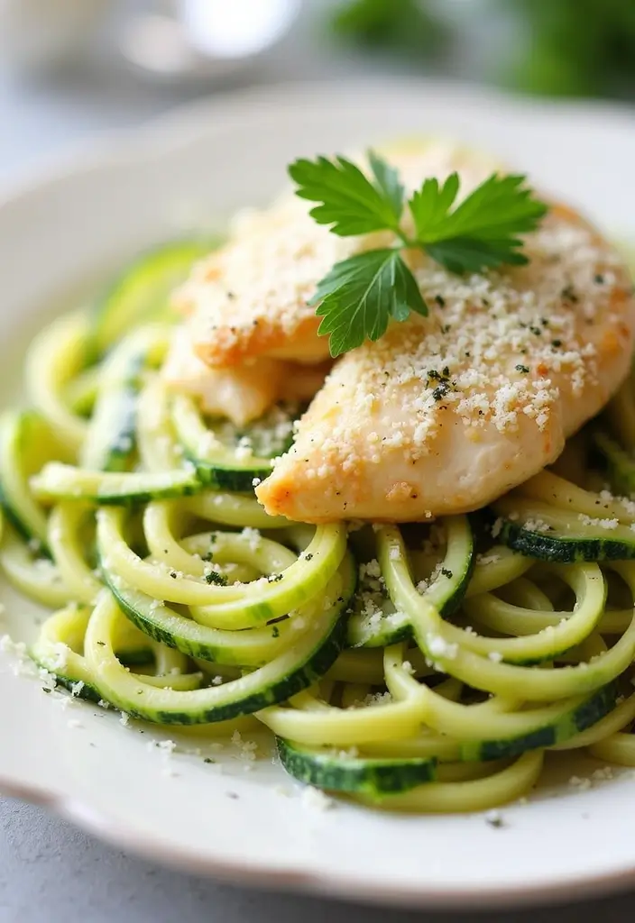 27 Low Carb Chicken Alfredo Recipes That Are Creamy and Filling - 1. Zucchini Noodle Chicken Alfredo