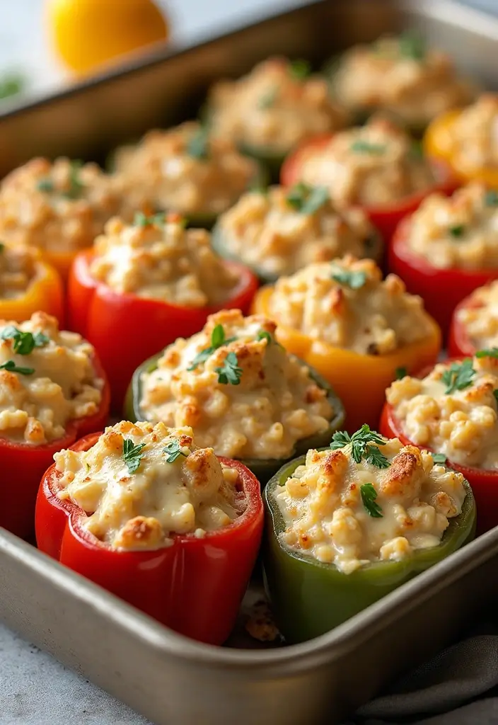 27 Low Carb Chicken Alfredo Recipes That Are Creamy and Filling - 10. Chicken Alfredo Stuffed Bell Peppers