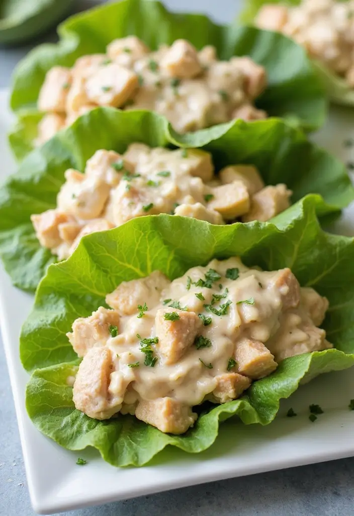 27 Low Carb Chicken Alfredo Recipes That Are Creamy and Filling - 14. Chicken Alfredo Lettuce Wraps