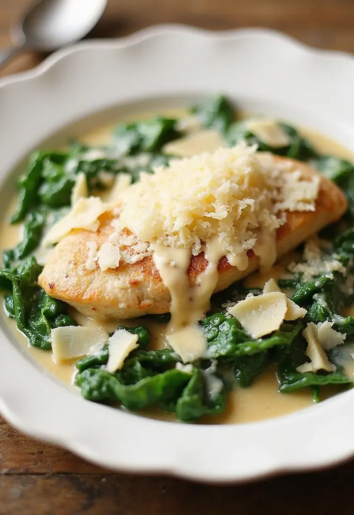 27 Low Carb Chicken Alfredo Recipes That Are Creamy and Filling - 3. Creamy Spinach and Chicken Alfredo