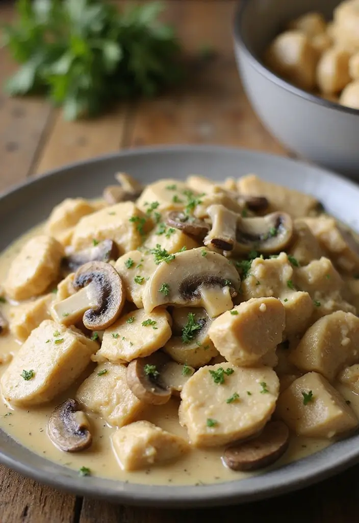 27 Low Carb Chicken Alfredo Recipes That Are Creamy and Filling - 8. Creamy Mushroom Chicken Alfredo