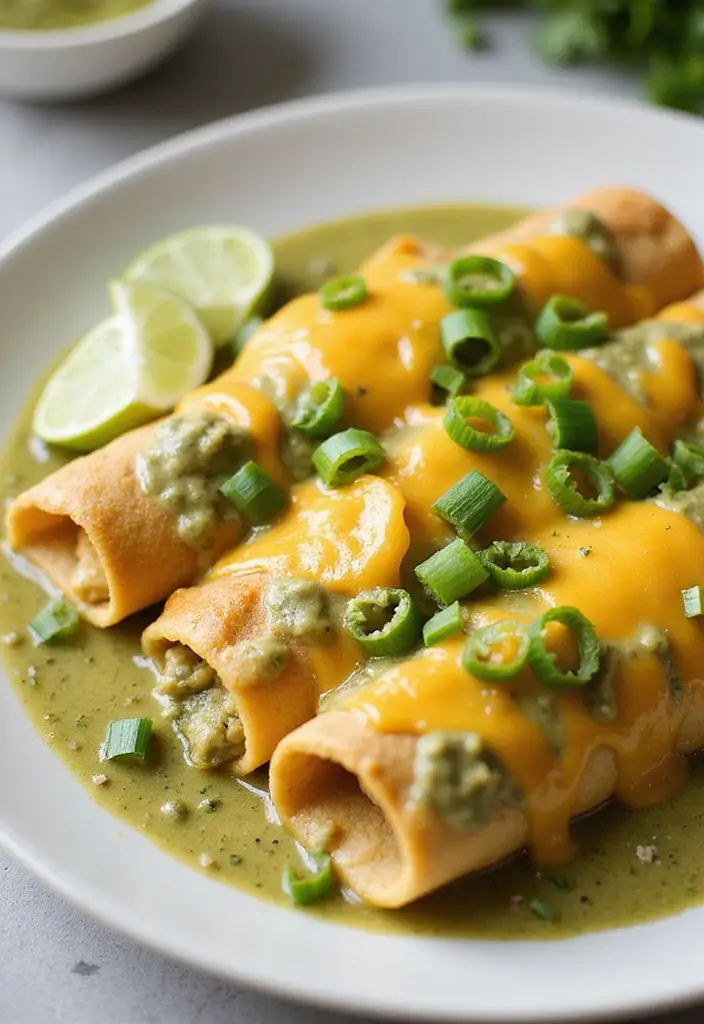 27 Salsa Verde Chicken Enchiladas Recipes That Are Cheesy & Tangy - 10. Cream Cheese Salsa Verde Chicken Enchiladas