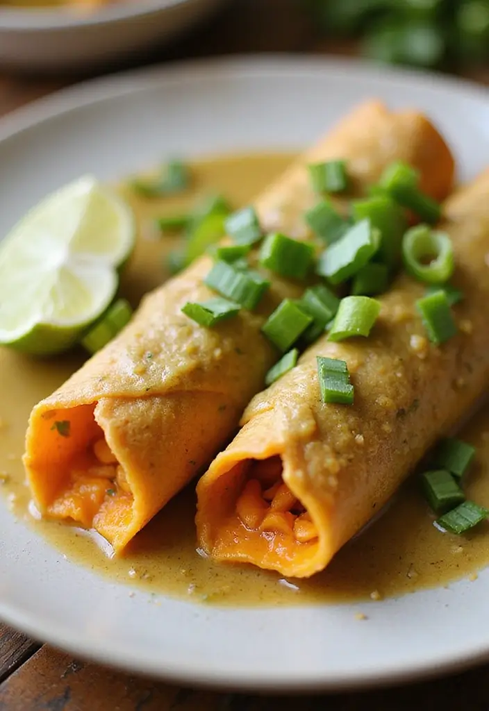 27 Salsa Verde Chicken Enchiladas Recipes That Are Cheesy & Tangy - 12. Salsa Verde Chicken Enchiladas with Sweet Potatoes