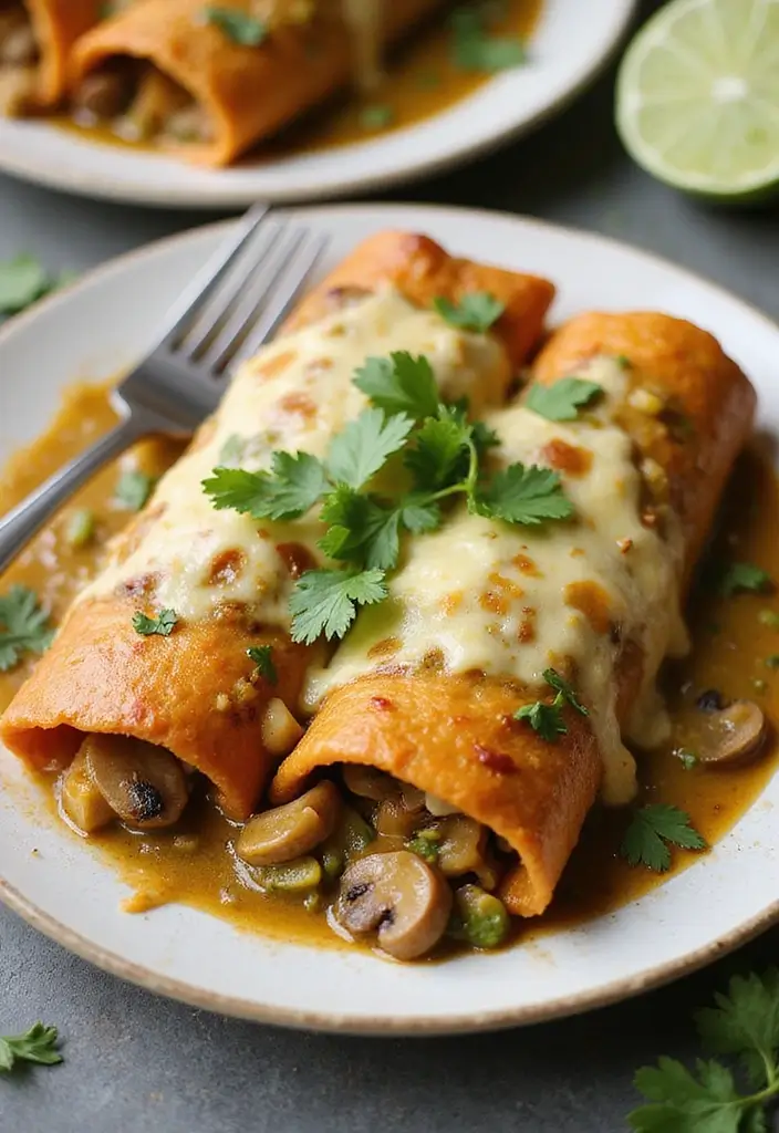 27 Salsa Verde Chicken Enchiladas Recipes That Are Cheesy & Tangy - 14. Salsa Verde Chicken Enchiladas with Mushrooms