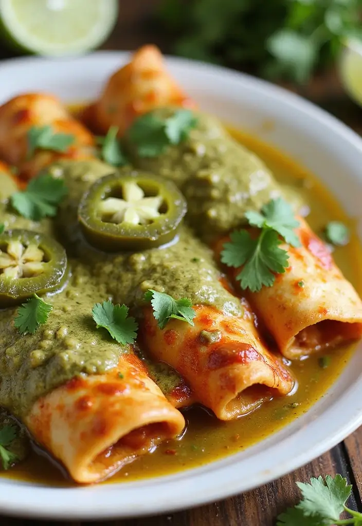 27 Salsa Verde Chicken Enchiladas Recipes That Are Cheesy & Tangy - 17. Salsa Verde Chicken Enchiladas with Jalapeños