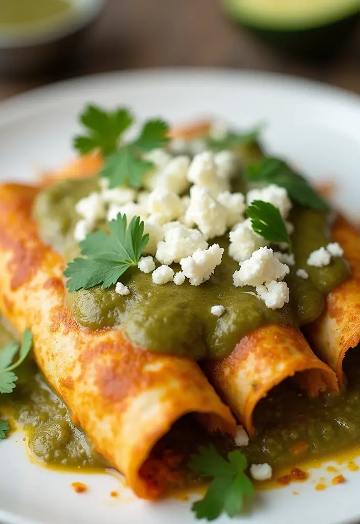 27 Salsa Verde Chicken Enchiladas Recipes That Are Cheesy & Tangy - 19. Salsa Verde Chicken Enchiladas with Cotija Cheese