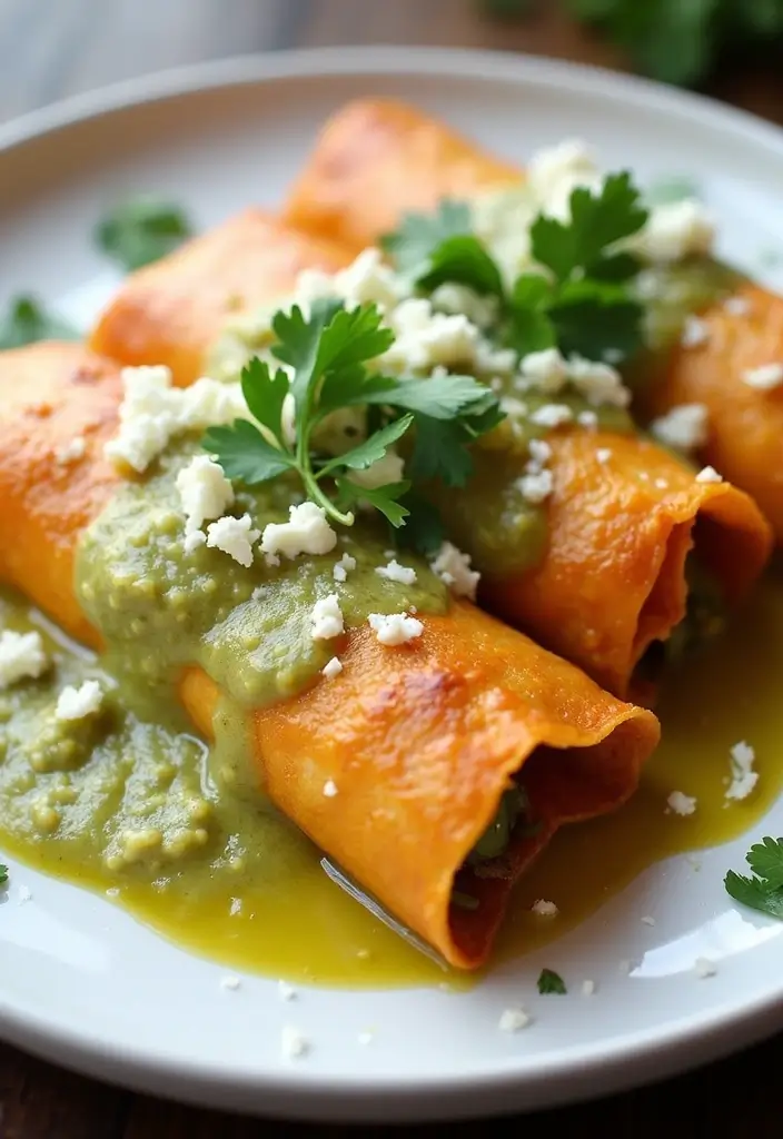27 Salsa Verde Chicken Enchiladas Recipes That Are Cheesy & Tangy - 22. Salsa Verde Chicken Enchiladas with Feta Cheese