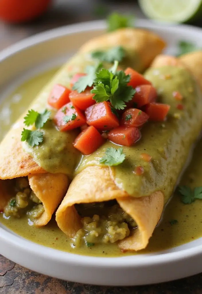 27 Salsa Verde Chicken Enchiladas Recipes That Are Cheesy & Tangy - 26. Salsa Verde Chicken Enchiladas with Tomato Salsa