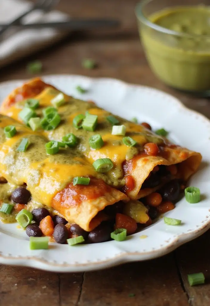 27 Salsa Verde Chicken Enchiladas Recipes That Are Cheesy & Tangy - 4. Black Bean and Salsa Verde Chicken Enchiladas