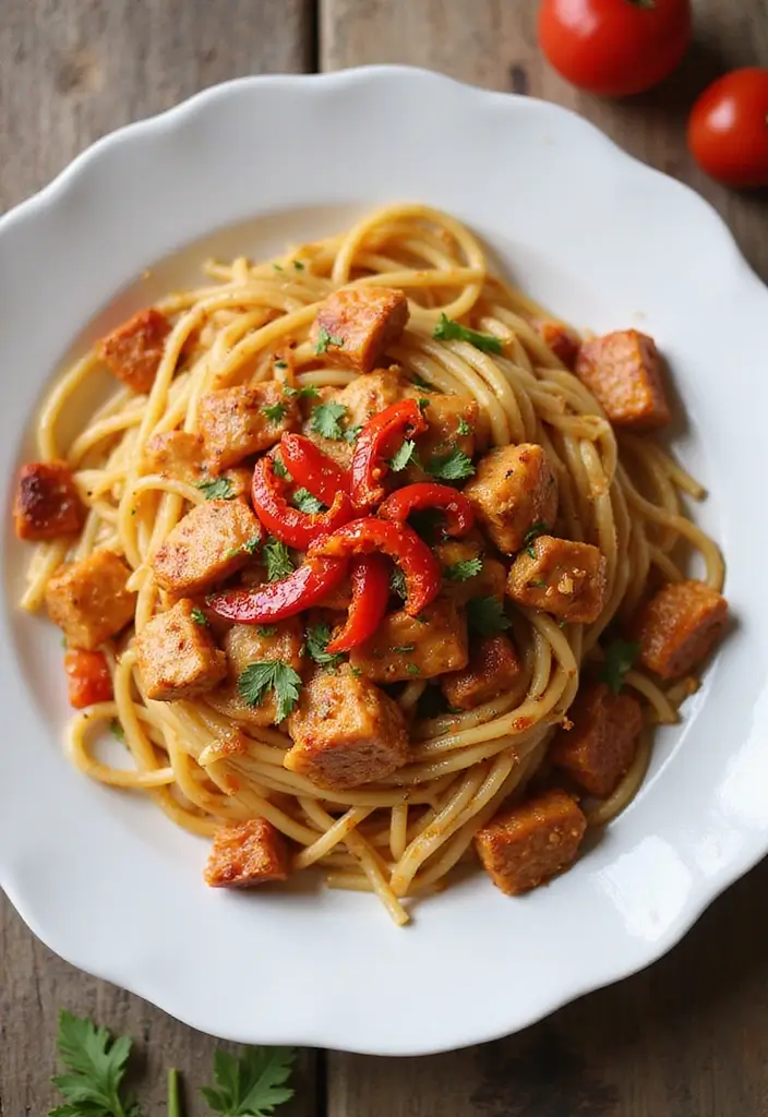 27 Spicy Cajun Chicken Pasta Recipes That Bring the Heat - 11. Spicy Cajun Chicken Pasta with Roasted Red Peppers