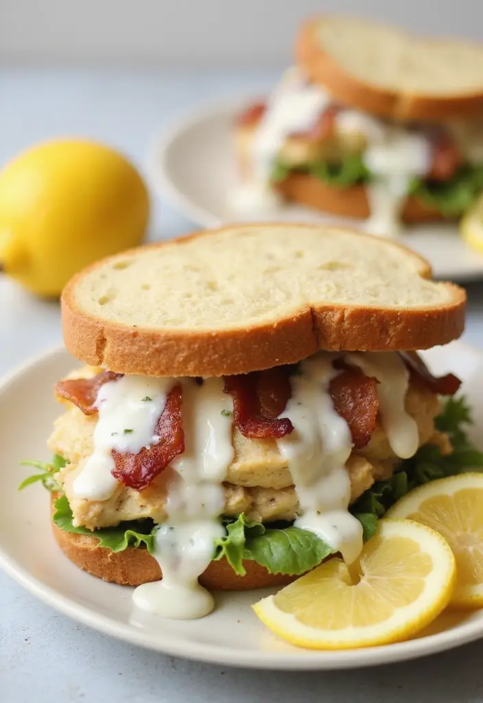 28 Chicken Bacon Ranch Sandwich Recipes That Feel Indulgent - 20. Lemon Herb Chicken Bacon Ranch Sandwich