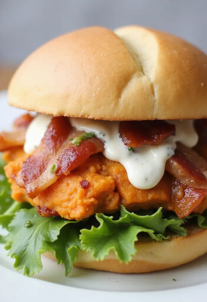 28 Chicken Bacon Ranch Sandwich Recipes That Feel Indulgent - 27. Sweet Potato Chicken Bacon Ranch Sandwich