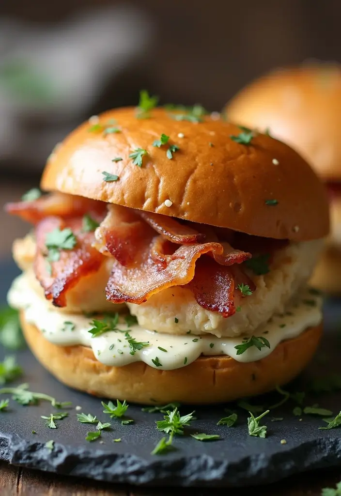 28 Chicken Bacon Ranch Sandwich Recipes That Feel Indulgent - 7. Creamy Garlic Chicken Bacon Ranch Sandwich