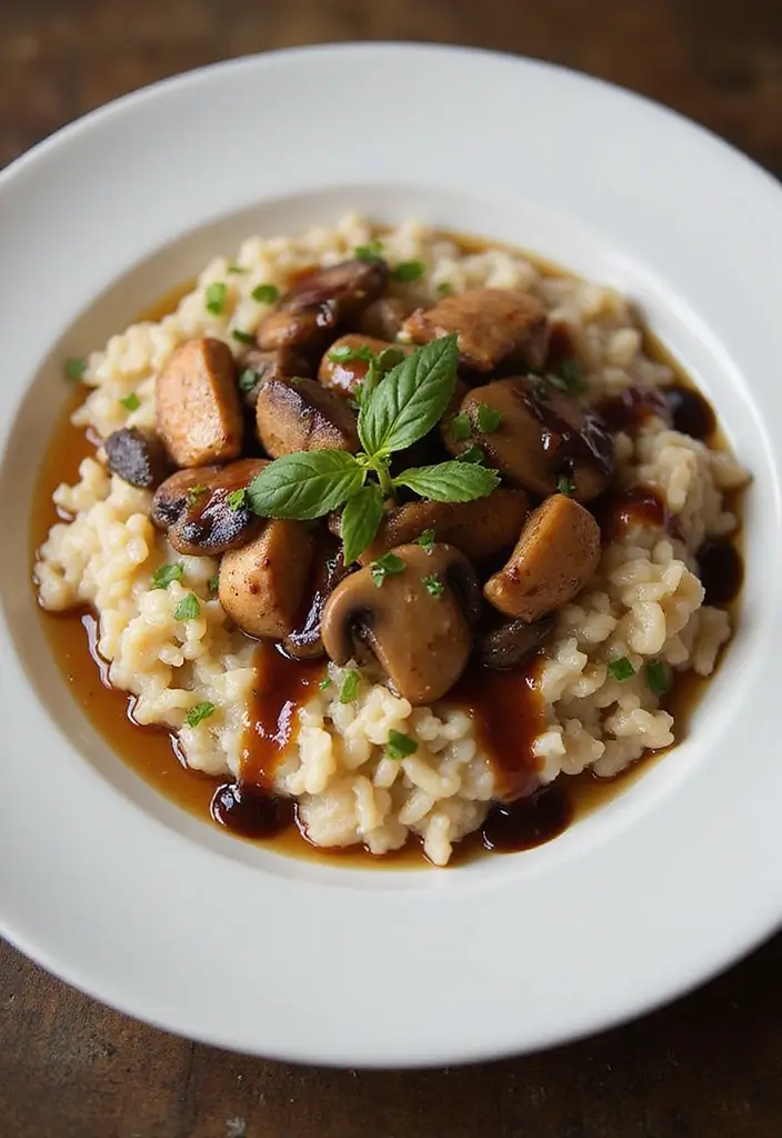 28 Chicken and Mushroom Risotto Recipes That Feel Fancy 17 28 Chicken and Mushroom Risotto Recipes That Feel Fancy - 16. Chicken and Mushroom Risotto with Balsamic Glaze