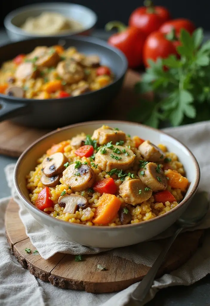 28 Chicken and Mushroom Risotto Recipes That Feel Fancy 21 28 Chicken and Mushroom Risotto Recipes That Feel Fancy - 20. Chicken and Mushroom Risotto with Peppers