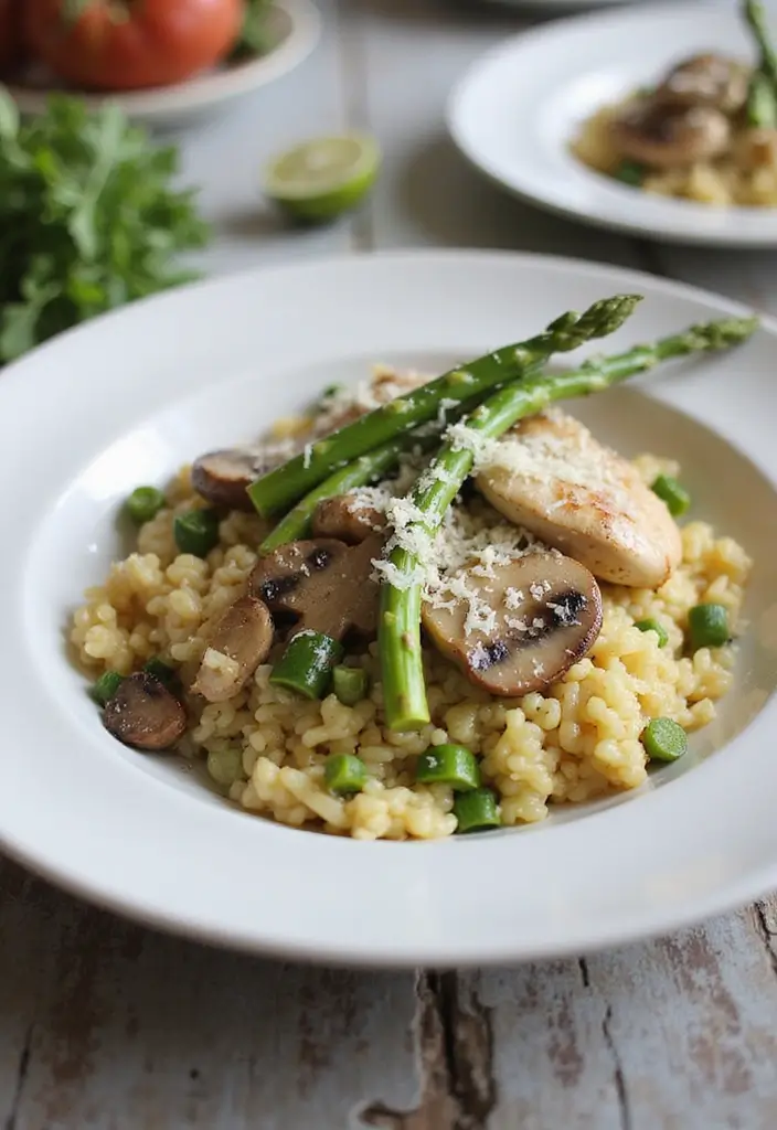 28 Chicken and Mushroom Risotto Recipes That Feel Fancy 6 28 Chicken and Mushroom Risotto Recipes That Feel Fancy - 5. Mushroom and Asparagus Risotto with Chicken