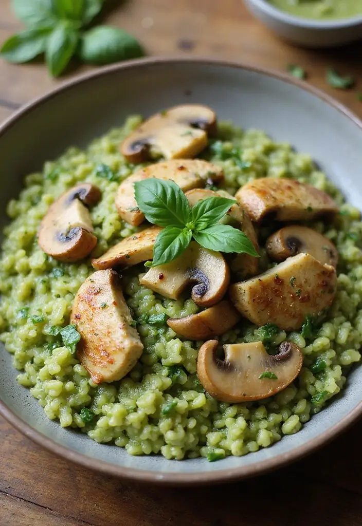 28 Chicken and Mushroom Risotto Recipes That Feel Fancy 7 28 Chicken and Mushroom Risotto Recipes That Feel Fancy - 6. Pesto Chicken and Mushroom Risotto