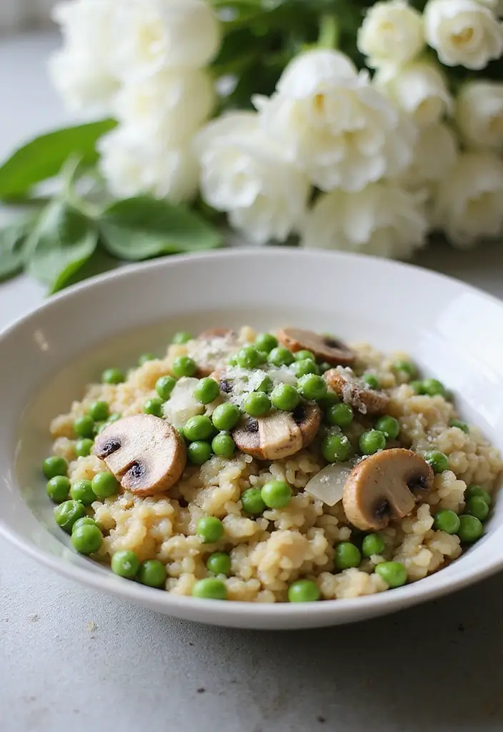 28 Chicken and Mushroom Risotto Recipes That Feel Fancy 9 28 Chicken and Mushroom Risotto Recipes That Feel Fancy - 8. Sweet Pea and Chicken Mushroom Risotto