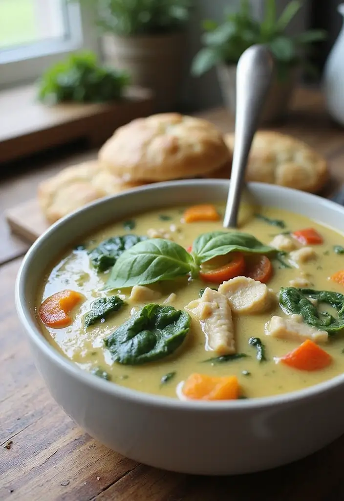 28 Creamy Chicken Pot Pie Soup Recipes That Feel Like a Hug - 10. Creamy Spinach and Chicken Pot Pie Soup