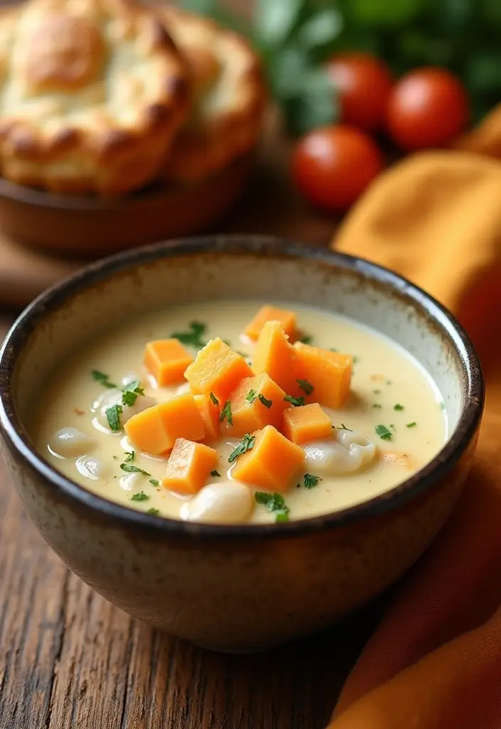 28 Creamy Chicken Pot Pie Soup Recipes That Feel Like a Hug - 12. Creamy Chicken Pot Pie Soup with Sweet Potatoes