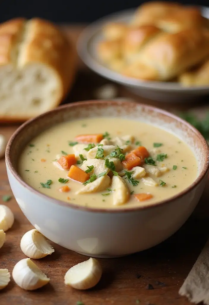 28 Creamy Chicken Pot Pie Soup Recipes That Feel Like a Hug - 6. Creamy Garlic Chicken Pot Pie Soup