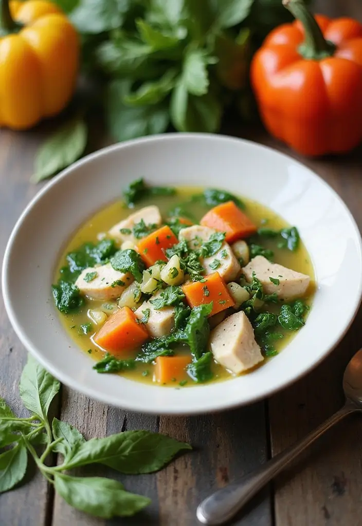 28 Healthy Chicken Soup Recipes That Heal & Warm the Soul - 12. Chicken and Spinach Soup