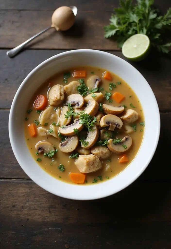 28 Healthy Chicken Soup Recipes That Heal & Warm the Soul - 17. Chicken and Mushroom Soup