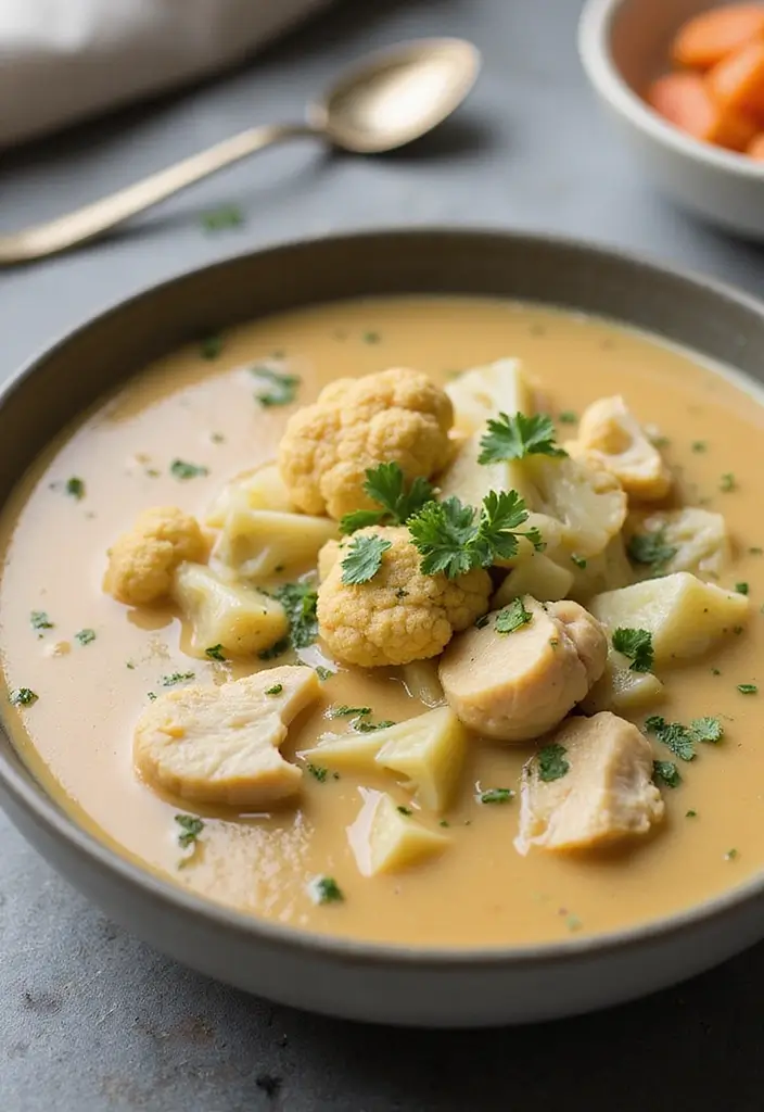 28 Healthy Chicken Soup Recipes That Heal & Warm the Soul - 21. Chicken and Cauliflower Soup