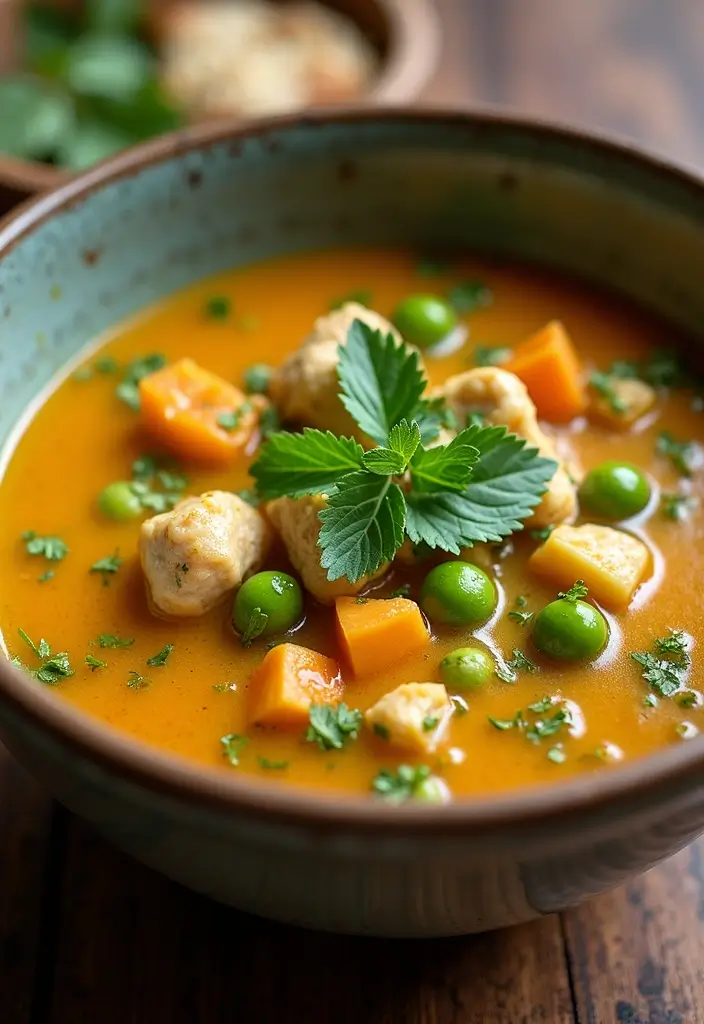 28 Healthy Chicken Soup Recipes That Heal & Warm the Soul - 23. Chicken and Pea Soup