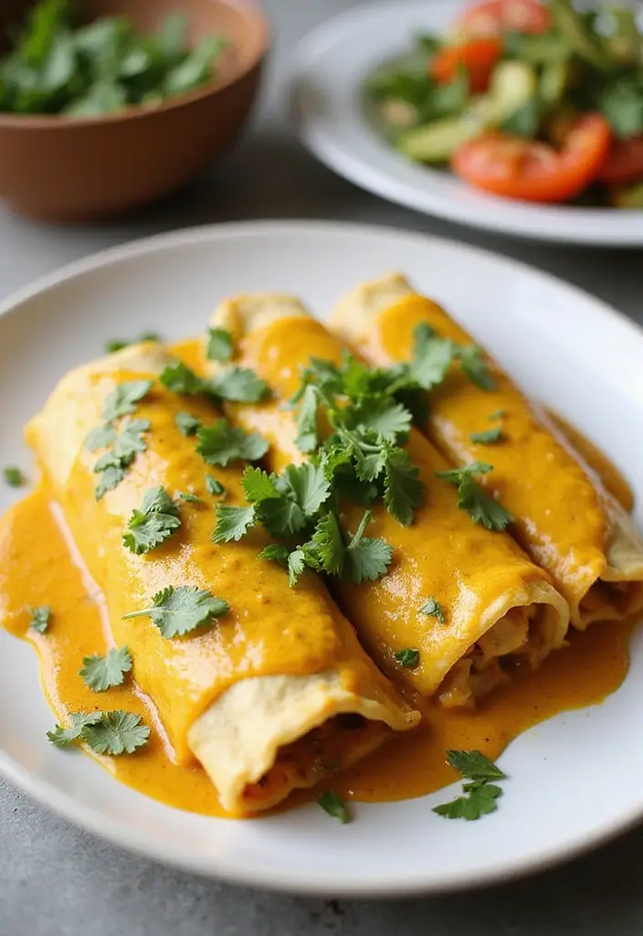 28 High Protein Chicken Enchiladas That Are Filling & Flavorful - 10. Curry Chicken Enchiladas