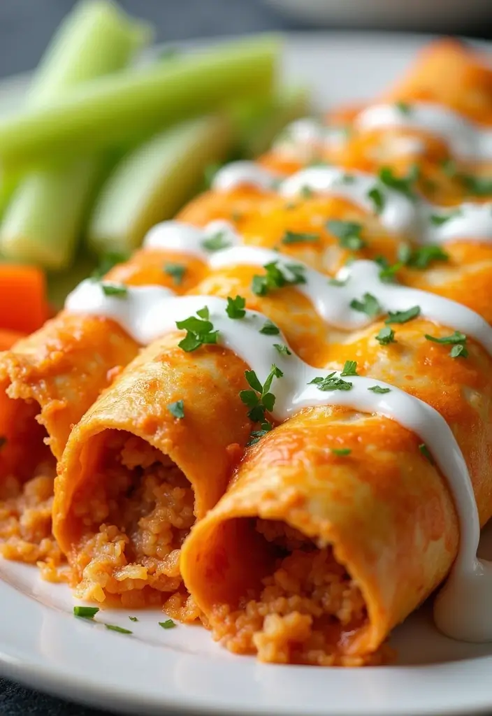 28 High Protein Chicken Enchiladas That Are Filling & Flavorful - 11. Buffalo Chicken Enchiladas